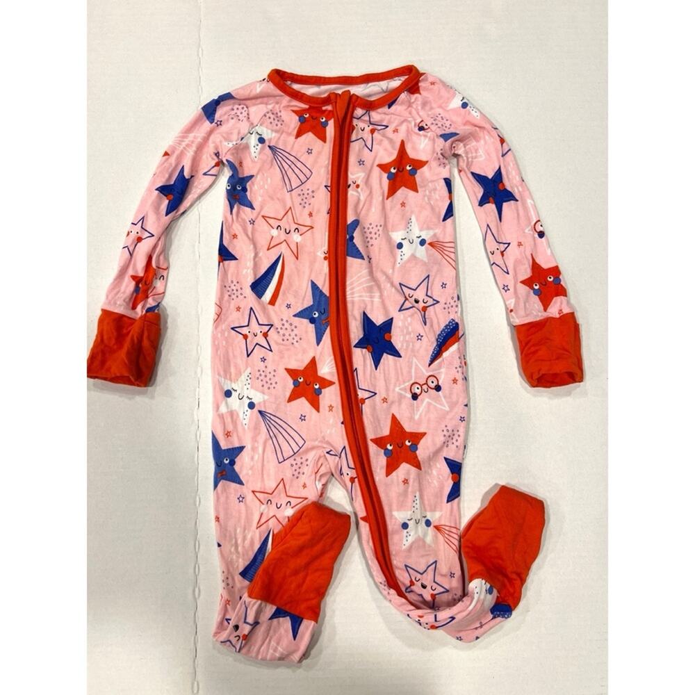 Little Sleepies Pink Stars & Stripes Bamboo Zippy